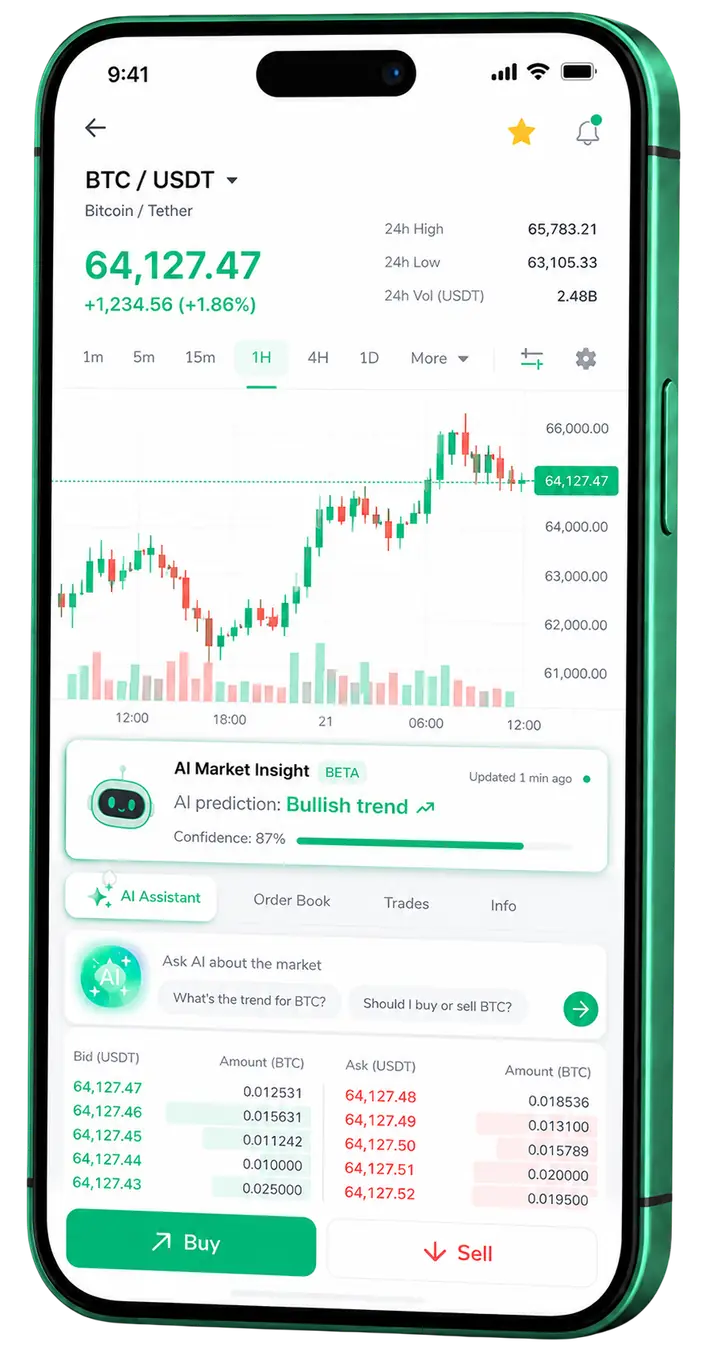 QuantGPT v5 — plataforma móvil Vista móvil para trading en QuantGPT v5
